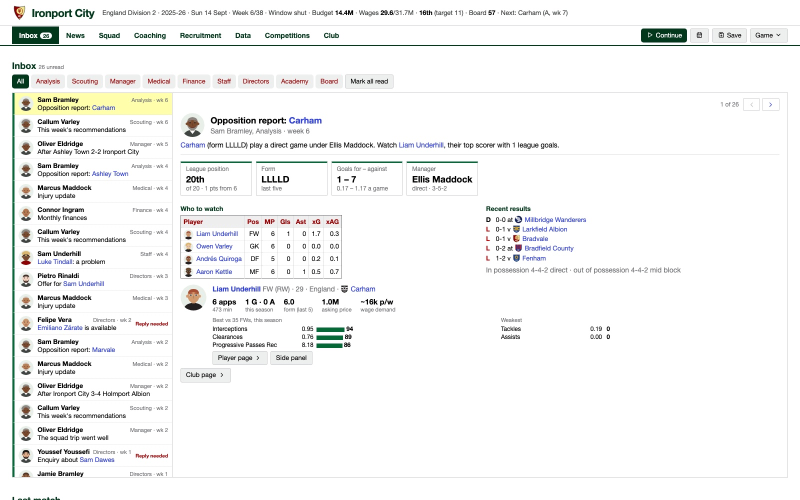 Your staff report in every week: opposition reports, recommendations and injury updates.